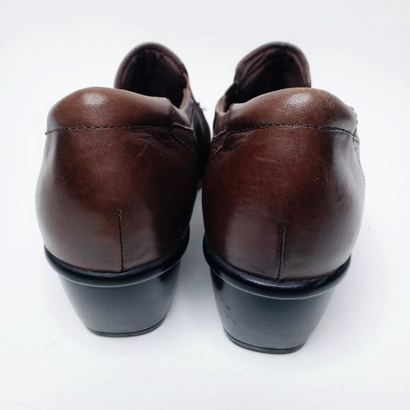 Clarks Bendables Brown Leather Heeled Loafers 10M - Picture 5 of 11